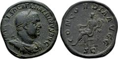Roman Imperial Coins BALBINUS (238). Sestertius. Rome. Obv: IMP CAES D CAE L BALBINVS AVG. Laureate, draped and cuirassed bust right. Rev: CONCORDIA AVGG / S C. Concordia seated left on throne, holdin