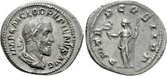 Roman Imperial Coins PUPIENUS (238). Denarius. Rome. Obv: IMP C M CLOD PVPIENVS AVG. Laureate, draped and cuirassed bust right. Rev: P M TR P COS II P P. Felicitas standing left, holding caduceus and 