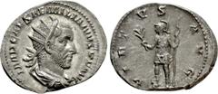 Roman Imperial Coins AEMILIAN (253). Antoninianus. Rome. Obv: IMP CAES AEMILIANVS P F AVG. Radiate, draped and cuirassed bust right. Rev: VIRTVS AVG. Virtus standing left, holding spear and branch, fo