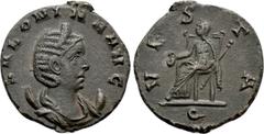 Roman Imperial Coins SALONINA (Augusta, 254-268). Antoninianus. Rome. Obv: SALONINA AVG. Diademed and draped bust right, set on crescent. Rev: VESTA / Q. Vesta seated left, holding patera and sceptre.