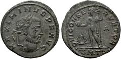 Roman Imperial Coins MAXIMINUS DAIA (310-313). Follis. Thessalonica. Obv: MAXIMINVS P F AVG. Laureate head right. Rev: IOVI CONSERVATORI / (wreath) - A / • SM • TS •. Jupiter standing left, holding gl