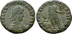 Roman Imperial Coins VALENTINIAN I (364-375). Follis. Siscia. Obv: D N VALENTINIANVS IVN P F AVG. Diademed, draped and cuirassed bust right. Rev: REPARATIO REI PVB / A SISC. Emperor standing facing, h