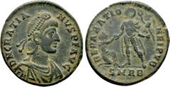 Roman Imperial Coins GRATIAN (367-383). Ae. Rome. Obv: D N GRATIANVS P F AVG. Diademed, draped and cuirassed bust right. Rev: REPARATIO REI PVB / SMRB. Emperor standing left, holding Victory on globe 