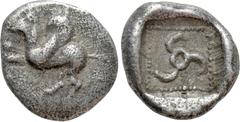 Greek Coins DYNASTS OF LYCIA. Khinakha ? (Circa 470-440 BC). Diobol. Obv: Pegasos rearing left. Rev: Triskeles in dotted square within incuse square. Müseler IV, 85. Condition: Very fine. Weight: 1.29