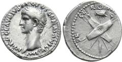 Roman Imperial Coins NERO CLAUDIUS DRUSUS (Died 9 BC). Denarius. Rome. Struck under Claudius (41-54). Obv: NERO CLAVDIVS DRVSVS GERMANICVS IMP. Laureate head left. Rev: DE GERMANIS. Two shields, two p
