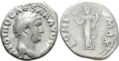 Roman Imperial Coins OTHO (69). Denarius. Rome. Obv: IMP OTHO CAESAR AVG TR P. Bare head right. Rev: PONT MAX. Ceres standing left, holding grain ears and cornucopia. RIC² 20 (aureus) note. Condition: