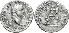 Roman Imperial Coins TITUS (79-81). Denarius. Rome. Obv: IMP TITVS CAES VESPASIAN AVG P M. Laureate head right. Rev: TR P IX IMP XV COS VIII P P. Trophy; bound captive to left and right. RIC² 102. Con