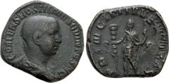 Roman Imperial Coins HOSTILIAN (Caesar, 250-251). Sestertius. Rome. Obv: C VALENS HOSTIL MES QVINTVS N C. Bare-headed and draped bust right. Rev: PRINCIPI IVVENTVTIS / S - C. Hostilian standing left, 