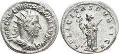 Roman Imperial Coins TREBONIANUS GALLUS (252-253). Antoninianus. Rome. Obv: IMP CAE C VIB TREB GALLVS AVG. Radiate, draped and cuirassed bust right. Rev: FELICITAS PVBLICA. Felicitas standing left, ho
