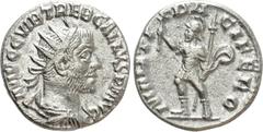 Roman Imperial Coins TREBONIANUS GALLUS (251-253). Antoninianus. Antioch. Obv: IMP C C VIB TREB GALLVS P F AVG. Radiate, draped and cuirassed bust right. Rev: MARTI PACIFERO. Mars advancing left, hold