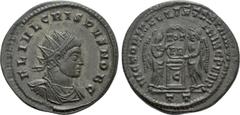 Roman Imperial Coins CRISPUS (Caesar, 316-326). Follis. Ticinum. Obv: FL IVL CRISPVS NOB C. Radiate, draped and cuirassed bust right. Rev: VICTORIAE LAETAE PRINC PERP/ C / T T. Two Victories holding s