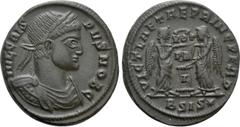 Roman Imperial Coins CRISPUS (Caesar, 317-326). Follis. Siscia. Obv: IVL CRISPVS NOB C. Laureate, draped and cuirassed bust right. Rev: VICT LAETAE PRINC PERP / I / BSIS (star). Two Victories holding 