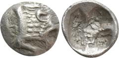 Greek Coins DYNASTS OF LYCIA. Uncertain Dynast (Circa 480/70-430 BC). Hemiobol. Obv: Forepart of boar right. Rev: Forepart of leashed hound right within incuse square. Falghera -; SNG Copenhagen Supp.