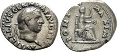 Roman Imperial Coins VITELLIUS (69). Denarius. Rome. Obv: A VITELLIVS GERM IMP AVG TR P. Laureate head right. Rev: PONT MAXIM. Vesta, veiled, seated right on throne, holding patera and sceptre. RIC² 1