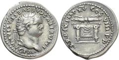Roman Imperial Coins TITUS (79-81). Denarius. Rome. Obv: IMP TITVS CAES VESPASIAN AVG P M. Laureate head right. Rev: TR P IX IMP XV COS VIII P P. Thunderbolt over draped throne. RIC² 119. Condition: G