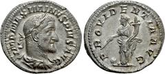 Roman Imperial Coins MAXIMINUS THRAX (235-238). Denarius. Rome. Obv: IMP MAXIMINVS PIVS AVG. Laureate, draped and cuirassed bust right. Rev: PROVIDENTIA AVG. Providentia standing left, holding cornuco