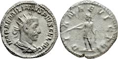 Roman Imperial Coins AEMILIAN (253). Antoninianus. Rome. Obv: IMP AEMILIANVS PIVS FEL AVG. Radiate, draped and cuirassed bust right. Rev: DIANAE VICTRI. Diana standing left, holding bow and arrow. RIC