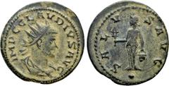 Roman Imperial Coins CLAUDIUS II GOTHICUS (268-270). Antoninianus. Antioch. Obv: IMP C CLAVDIVS AVG. Radiate, draped and cuirassed bust right. Rev: SALVS AVG / •. Isis standing left, holding sistrum a