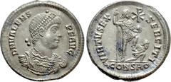 Roman Imperial Coins VALENS (364-378). Light Miliarense. Constantinople. Obv: D N VALENS P F AVG. Diademed and cuirassed bust right. Rev: VIRTVS EXSERCITVS / (palm) CONSA (wreath). Emperor standing ri