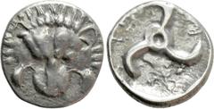 Greek Coins DYNASTS OF LYCIA. Trbbenimi ? (Circa 390-370 BC). Tetrobol. Uncertain mint. Obv: Facing scalp of lion. Rev: Triskeles within incuse circle. Cf. Müseler VIII.25-7. Condition: Near very fine