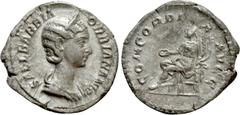 Roman Imperial Coins ORBIANA (Augusta, 225-227). Denarius. Rome. Obv: SALL BARBIA ORBIANA AVG. Draped bust right, wearing stephane. Rev: CONCORDIA AVGG. Concordia seated left on throne, holding patera