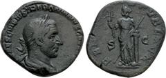 Roman Imperial Coins TREBONIANUS GALLUS (251-253). Sestertius. Rome. Obv: IMP CAES C VIBIVS TREBONIANVS GALLVS AVG. Laureate, draped and cuirassed bust right. Rev: FELICITAS PVBLICA / S - C. Felicitas