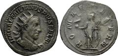 Roman Imperial Coins AEMILIAN (253). Antoninianus. Rome. Obv: IMP AEMILIANVS PIVS FEL AVG. Radiate, draped and cuirassed bust right. Rev: ROMAE AETERN. Roma standing left, holding sceptre and phoenix 
