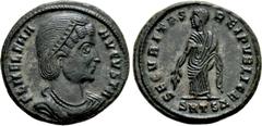 Roman Imperial Coins HELENA (Augusta, 324-328/30). Follis. Thessalonica. Obv: FL HELENA AVGVSTA. Diademed and mantled bust right. Rev: SECVRITAS REIPVBLICE / SMTSΔ. Securitas standing left, holding br