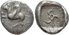 Greek Coins DYNASTS OF LYCIA. Khinakha ? (Circa 470-440 BC). Diobol. Obv: Pegasos rearing left. Rev: Triskeles in dotted square within incuse square. Müseler IV, 85. Condition: Very fine. Weight: 1.29