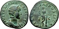 Roman Imperial Coins JULIA MAMAEA (Augusta, 222-235). Sestertius. Rome. Obv: IVLIA MAMAEA AVGVSTA. Draped bust right, wearing stephane. Rev: FELICITAS PVBLICA / S - C. Felicitas standing left, holding