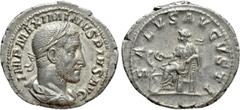 Roman Imperial Coins MAXIMINUS THRAX (235-238). Denarius. Rome. Obv: MAXIMINUS THRAX (235-238). Denarius. Rome. Laureate, draped and cuirassed bust right. Rev: SALVS AVGVSTI. Salus seated left on thro