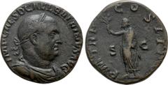 Roman Imperial Coins BALBINUS (238). Sestertius. Rome. Obv: IMP CAES D CAE L BALBINVS AVG. Laureate, draped and cuirassed bust right. Rev: P M TR P COS II P P / S - C. Balbinus standing left, holding 