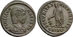Roman Imperial Coins HELENA (Augusta, 324-328/30). Follis. Siscia. Obv: FL HELENA AVGVSTA. Diademed and mantled bust right. Rev: SECVRITAS REIPVBLICE / Є SIS (double crescent). Securitas standing left