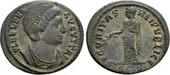 Roman Imperial Coins HELENA (Augusta, 324-328/30). Follis. Rome. Obv: FL HELENA AVGVSTA. Diademed and draped bust right. Rev: SECVRITAS REIPVBLICE / R (wreath) S. Securitas standing left, holding bran