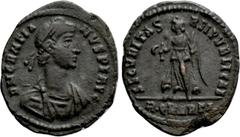 Roman Imperial Coins GRATIAN (367-383). Follis. Rome. Obv: D N GRATIANVS P F AVG. Diademed, draped and cuirassed bust right. Rev: SECVRITAS REI PVBLICAE / R•QVARTA. Victory advancing left, holding wre