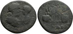 Roman Provincial Coins CAPPADOCIA. Caesarea. Macrinus with Diadumenian as Caesar (217-218). Ae. Dated RY 2 (218). Obv: Draped busts of Macrinus, laureate and cuirassed, and Diadumenian, bare, facing o
