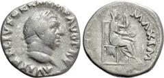 Roman Imperial Coins VITELLIUS (69). Denarius. Rome. Obv: A VITELLIVS GERM IMP AVG TR P. Laureate head right. Rev: PONT MAXIM. Vesta, veiled, seated right on throne, holding patera and sceptre. RIC² 1