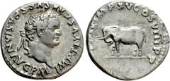 Roman Imperial Coins TITUS (79-81). Denarius. Rome. Obv: IMP TITVS CAES VESPASIAN AVG P M. Laureate head right. Rev: TR P IX IMP XV COS VIII P P. Elephant advancing left. RIC² 115. Condition: Very fin