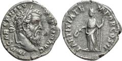Roman Imperial Coins PERTINAX (193). Denarius. Rome. Obv: IMP CAES P HELV PERTIN AVG. Laureate head right. Rev: LAETITIA TEMPOR COS II. Laetitia standing left, holding wreath and sceptre. RIC 4a. Cond
