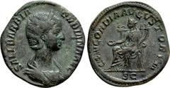 Roman Imperial Coins ORBIANA (Augusta, 225-227). Sestertius. Rome. Obv: SALL BARBIA ORBIANA AVG. Draped bust right, wearing stephane. Rev: CONCORDIA AVGVSTORVM / S C. Concordia seated left on throne, 