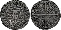 Medieval Coins ENGLAND. Henry VI (First reign, 1422-1461). Groat. Tower (London). Annulet issue. Obv: ҺЄҺRIC DI GRA RЄX AҺGL Z FRAҺC. Crowned facing bust within tressure of arches. Rev: POSVI DЄVM ADI
