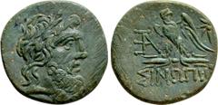 Greek Coins PAPHLAGONIA. Sinope. Ae (Circa 95-90 or 80-70 BC). Struck under Mithradates VI Eupator. Obv: Laureate head of Zeus right. Rev: ΣΙΝΩΠΗΣ. Eagle, with head right and wings spread, standing le