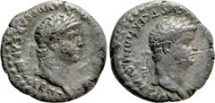 Roman Provincial Coins CAPPADOCIA. Caesarea. Nero with Divus Claudius (54-68). Drachm. Obv: NERO CLAVD DIVI CLAVD F CAESAR AVG GERMA. Laureate head of Nero right. Rev: DIVOS CLAVDIVS AVGVST GERMANIC P