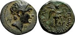 Roman Provincial Coins CILICIA. Soli-Pompeiopolis. Pseudo-autonomous (Circa late 1st century BC-early 1st century AD). Ae. Obv: Bare head of Pompey the Great right; monogram to left, P to right. Rev: 