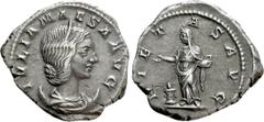 Roman Imperial Coins JULIA MAESA (Augusta, 218-224/5). Antoninianus. Rome. Obv: IVLIA MAESA AVG. Draped bust right, wearing stephane and set upon crescent. Rev: PIETAS AVG. Pietas standing left, holdi