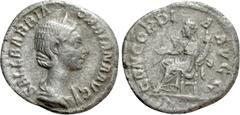 Roman Imperial Coins ORBIANA (Augusta, 225-227). Denarius. Rome. Obv: SALL BARBIA ORBIANA AVG. Draped bust right, wearing stephane. Rev: CONCORDIA AVGG. Concordia seated left on throne, holding patera