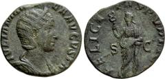 Roman Imperial Coins JULIA MAMAEA (Augusta, 222-235). As. Rome. Obv: IVLIA MAMAEA AVGVSTA. Diademed and draped bust right. Rev: FELICITAS PVBLICA / S - C. Felicitas standing facing, head left, legs cr