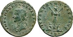Roman Imperial Coins CLAUDIUS II GOTHICUS (268-270). Antoninianus. Cyzicus. Obv: IMP C M AVR CLAVDIVS AVG. Radiate, draped and cuirassed bust left; two pellets below. Rev: VICTORIA GVTTICA AVG / SPQR.