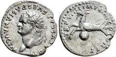 Roman Imperial Coins TITUS (79-81). Denarius. Rome. Obv: IMP TITVS CAES VESPASIAN AVG P M. Laureate head left. Rev: TR P VIIII IMP XIIII COS VII P P. Capricorn left, globe below. RIC² 19. Condition: G