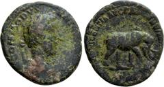 Roman Imperial Coins COMMODUS (177-192). As. Rome. Obv: M COMMODVS ANTON AVG PIVS. Laureate head right. Rev: MVNIFICENTIA AVG TR P VIIII IMP VI COS III P P S C. Elephant walking right. RIC 432. Condit